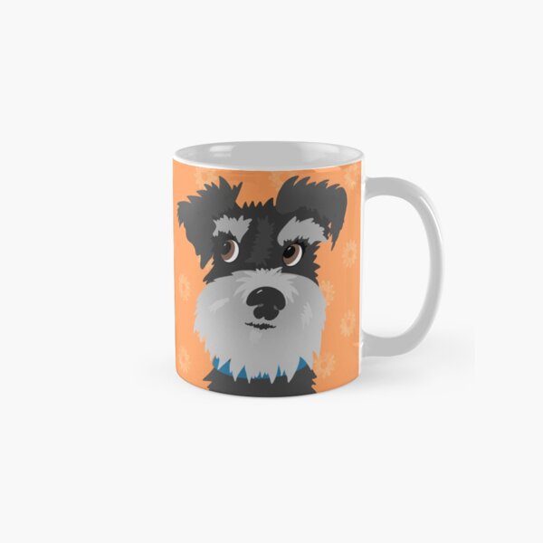 Item preview, Salt and Pepper Miniature Schnauzer Dog with Orange Daisies designed and sold by NattyDesigns.