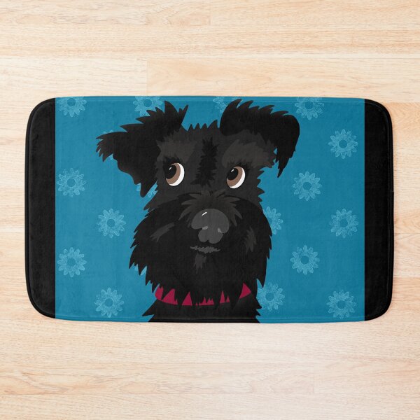 Item preview, Black Miniature Schnauzer Dog with Blue Daisies designed and sold by NattyDesigns.