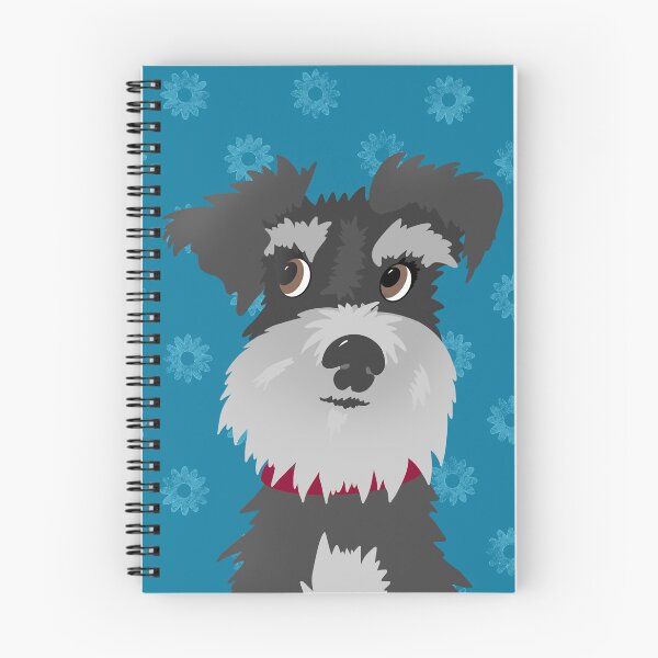 Item preview, Salt and Pepper Miniature Schnauzer Dog with Blue Daisies designed and sold by NattyDesigns.