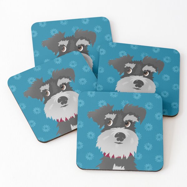 Item preview, Salt and Pepper Miniature Schnauzer Dog with Blue Daisies designed and sold by NattyDesigns.