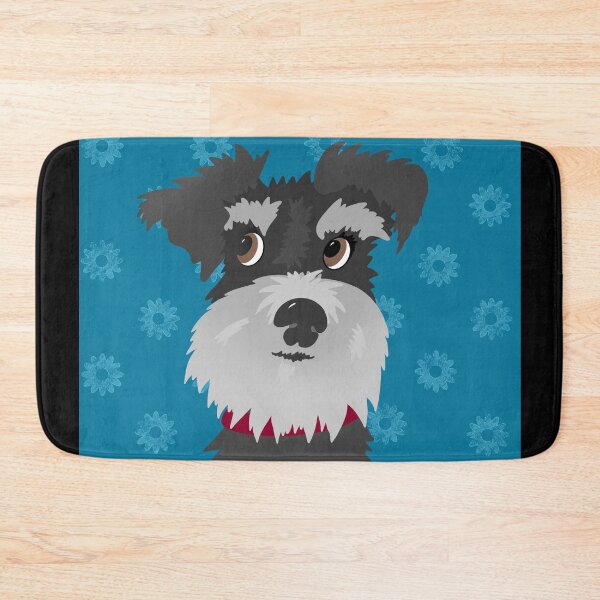 Item preview, Salt and Pepper Miniature Schnauzer Dog with Blue Daisies designed and sold by NattyDesigns.