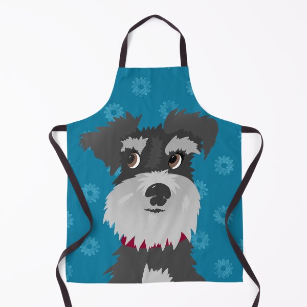 Item preview, Salt and Pepper Miniature Schnauzer Dog with Blue Daisies designed and sold by NattyDesigns.
