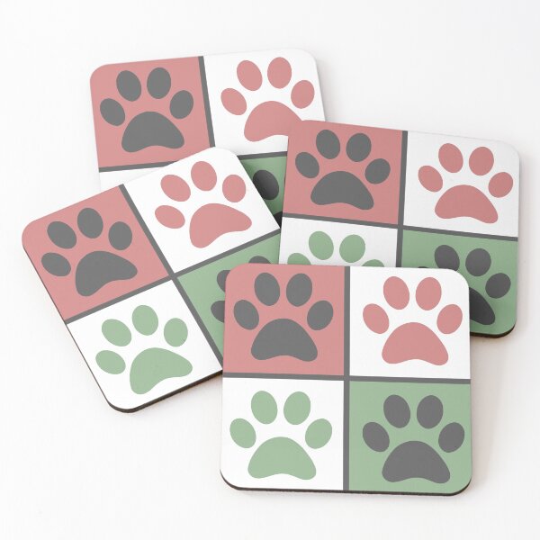 Item preview, Checkered pastel green and red dog paw print pattern | Cute Gifts for dog mom, dog dad, dog lover and dog owner  designed and sold by Violet Treasures.