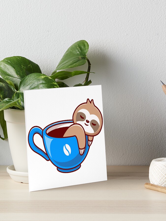 Cute Adorable Kawaii Happy Chibi Sloth with Coffee Cartoon Illustration ·  Creative Fabrica