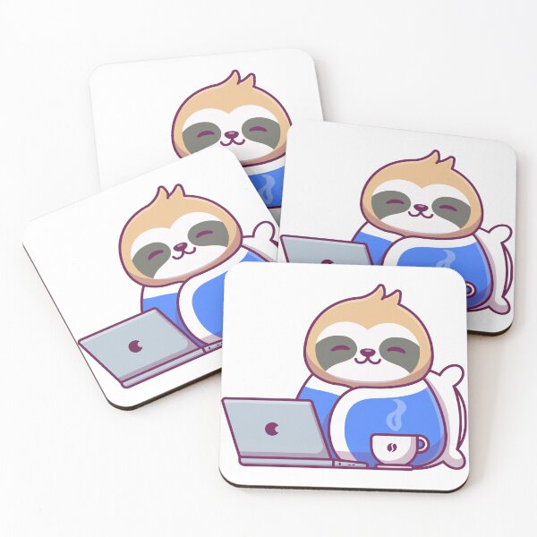 Item preview, Cute sloth with coffee cup cartoon illustration designed and sold by ELBStore.