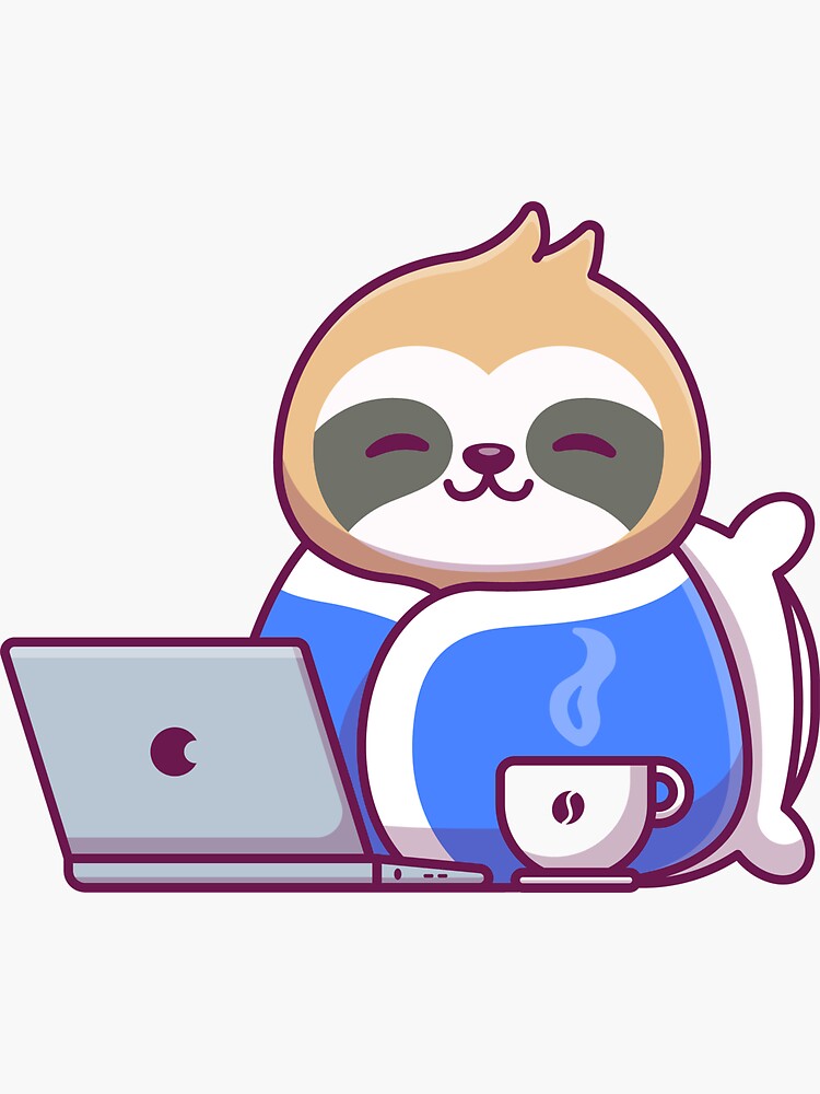 Cute Adorable Kawaii Happy Chibi Sloth with Coffee Cartoon Illustration ·  Creative Fabrica