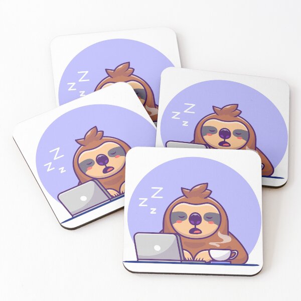 Item preview, Sleepy sloth with laptop and coffee cartoon designed and sold by ELBStore.