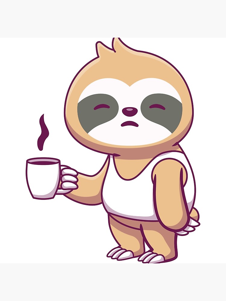 Cute Adorable Kawaii Happy Chibi Sloth with Coffee Cartoon Illustration ·  Creative Fabrica