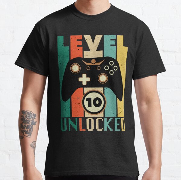 Level 10 Unlocked Awesome Since 2010 10th Birthday Gift Youth Boy Tshirt Black 