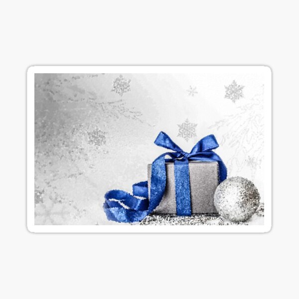 Blue and Silver Christmas Gift Sticker