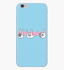 Peace Love Death Metal - Pink and Blue iPhone Case