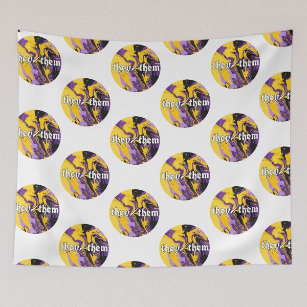 Item preview, Purple Yellow Marble Pronouns They/Them designed and sold by beccaamac.