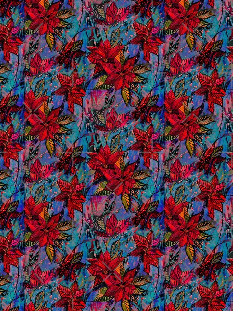 Aperçu 4 sur 4. Robe trapèze avec l'œuvre Aquarelle de poinsettia créée et vendue par olgart.