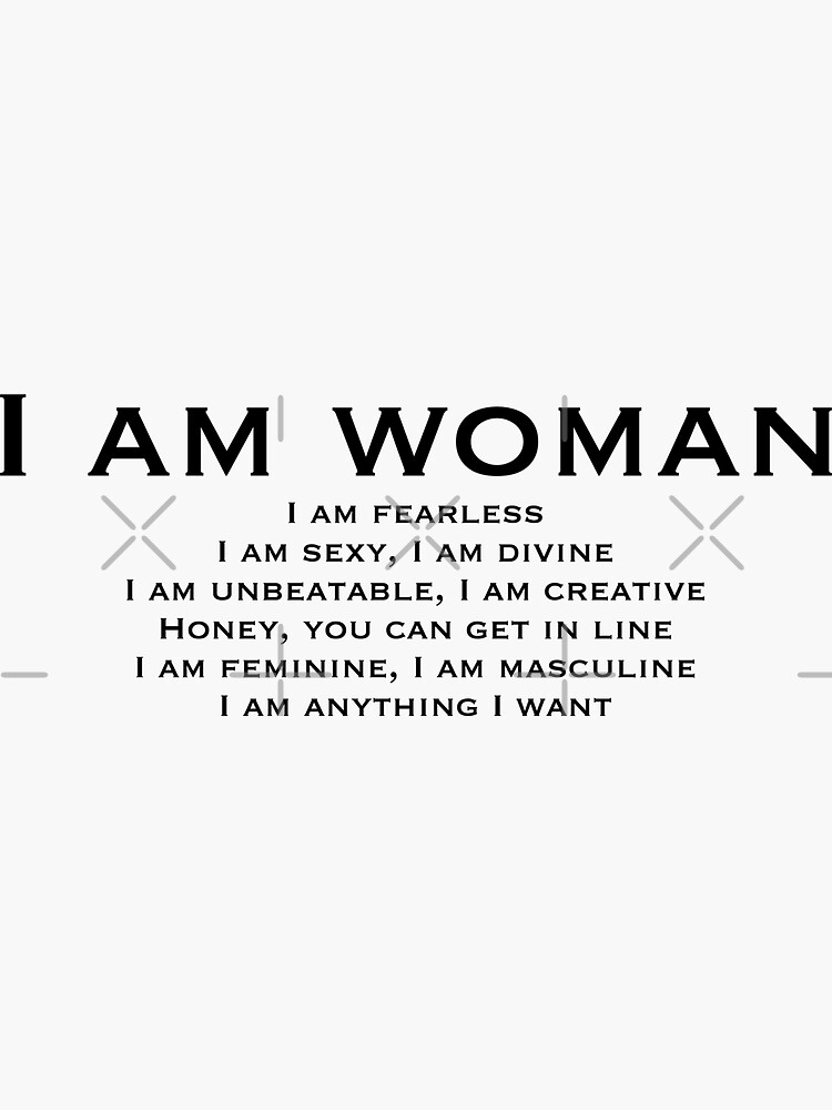 I am Woman lyrics Sticker for Sale by ashlenamusic