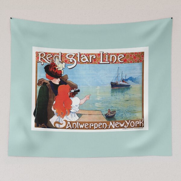 Item preview, Red Star Line Antwerp New York art nouveau ocean travel ad designed and sold by aapshop.