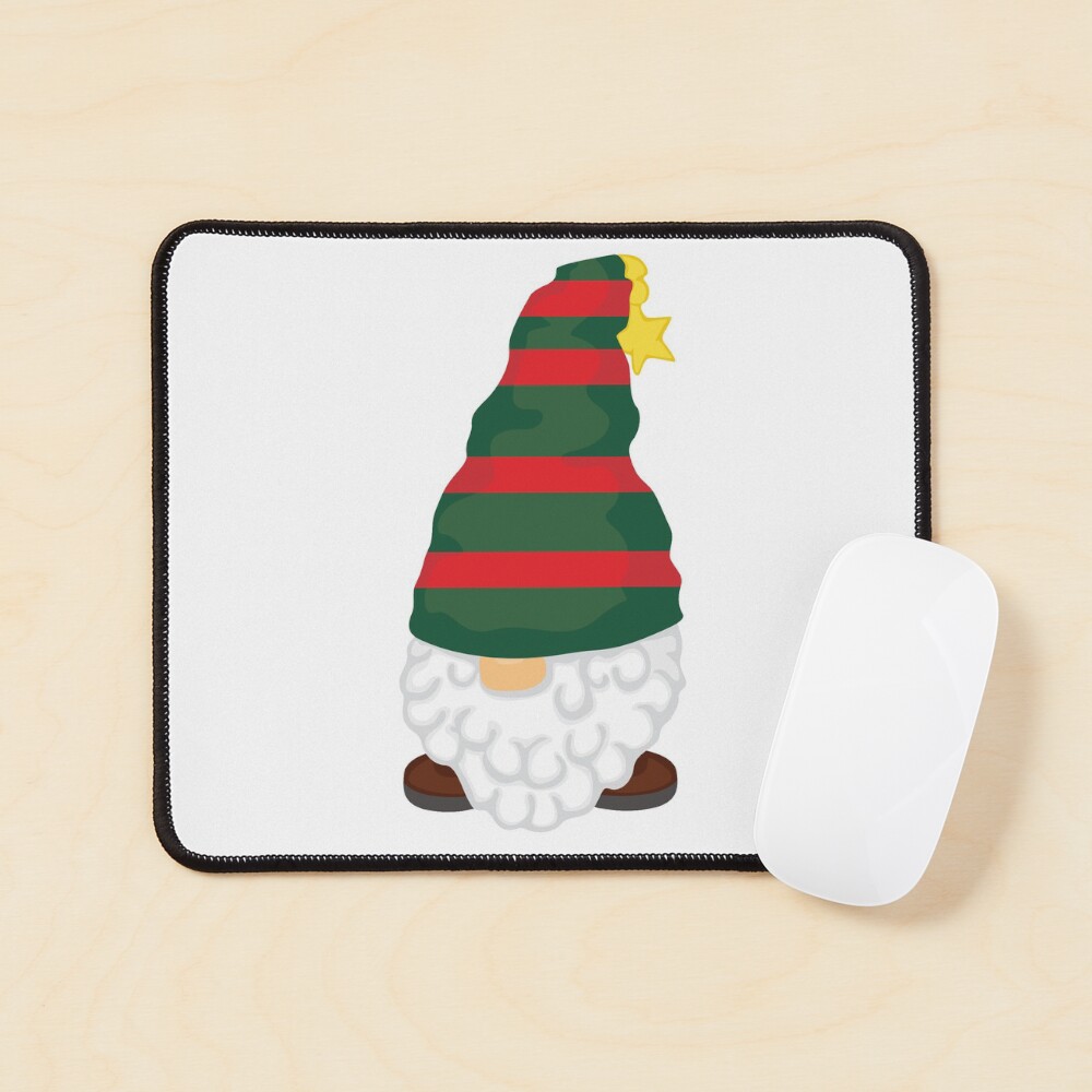 Christmas Gnome Striped Red and Green Mouse Pad