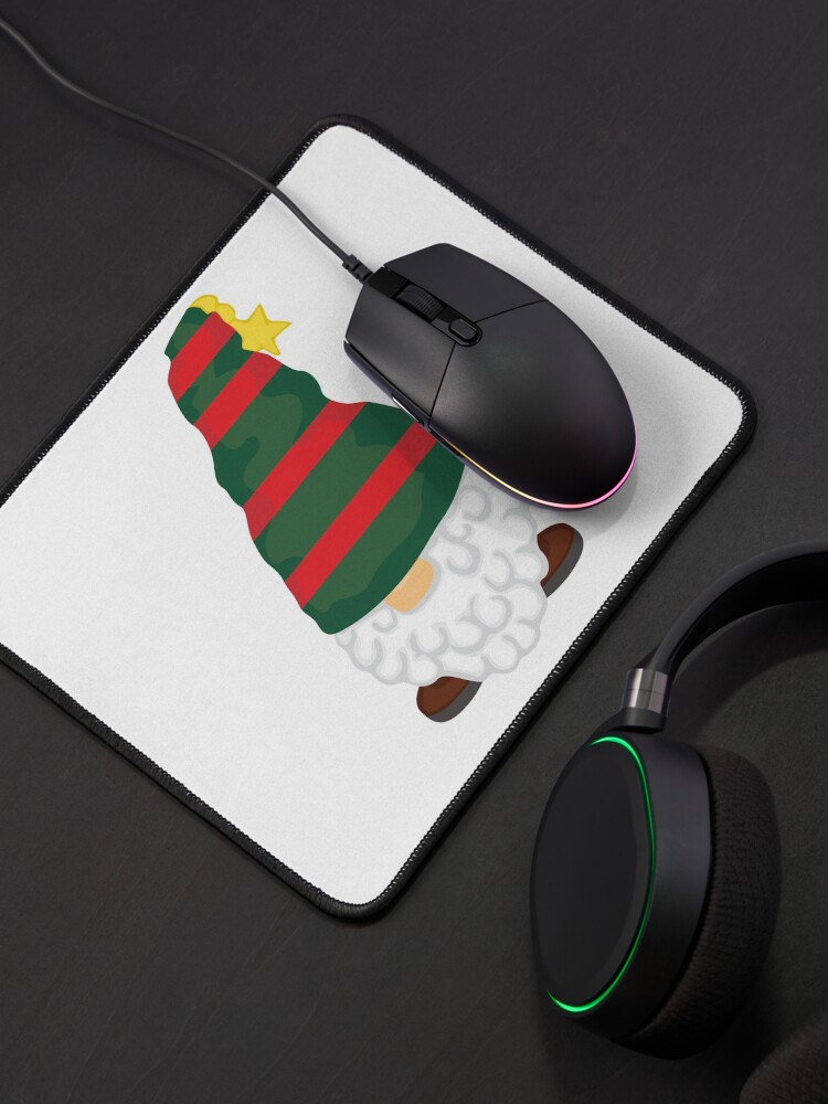 Alternate view of Christmas Gnome Striped Red and Green Mouse Pad