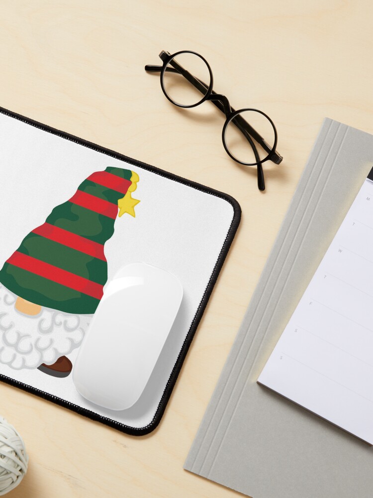 Alternate view of Christmas Gnome Striped Red and Green Mouse Pad