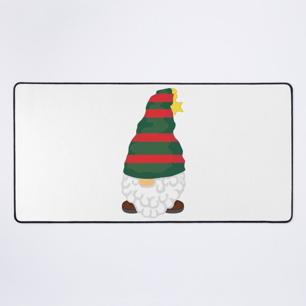 Christmas Gnome Striped Red and Green Desk Mat
