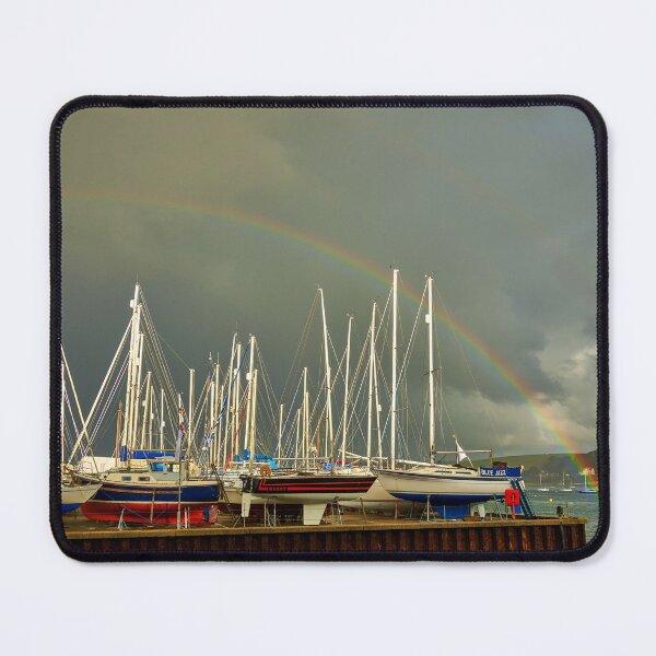 Item preview, Rainbow over the boats docked in Falmouth Harbour designed and sold by VnGphoto.