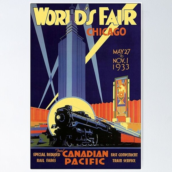 Item preview, Canadian Pacific Railway Worlds Fair -  Norman Fraser 1933 - Vintage Travel designed and sold by Culturio.