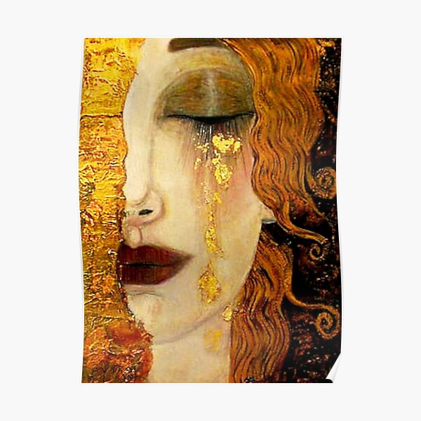 Gustav Klimt | "Freya's Tears" w/Signature| Women's Grief Art Nouveau Premium Matte Vertical Poster