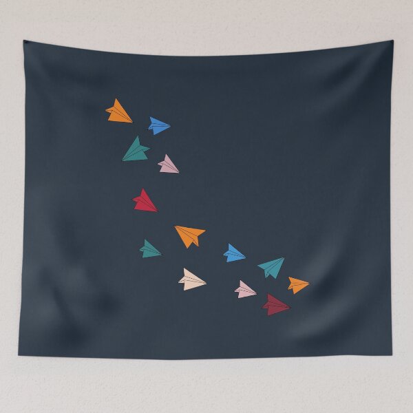 Item preview, Vintage Flying Paper airplanes, geometric abstract colorful designed and sold by Faty-Za.