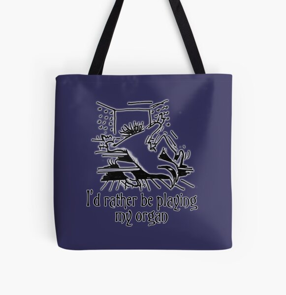 Organist Funny Tote Bag Black White Beige Shopping Cotton 