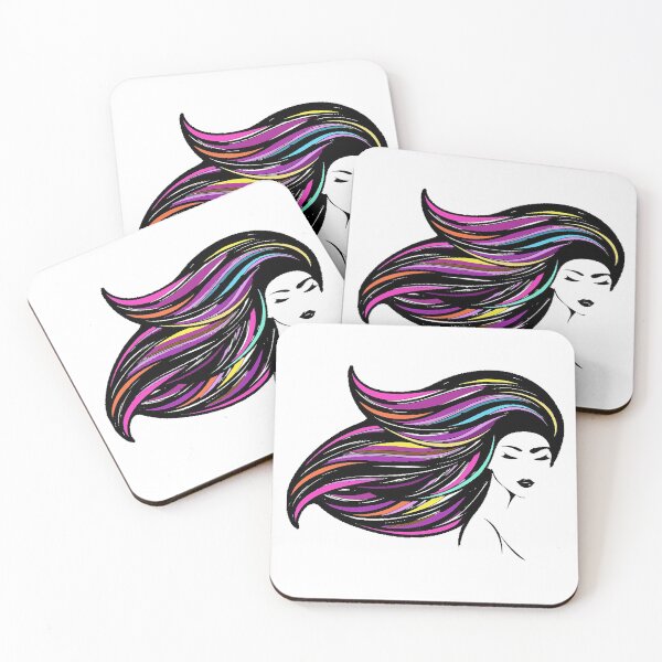 Item preview, Colorful hair, long hair girl, girl silhouette with colorful hair designed and sold by Nostrathomas66.