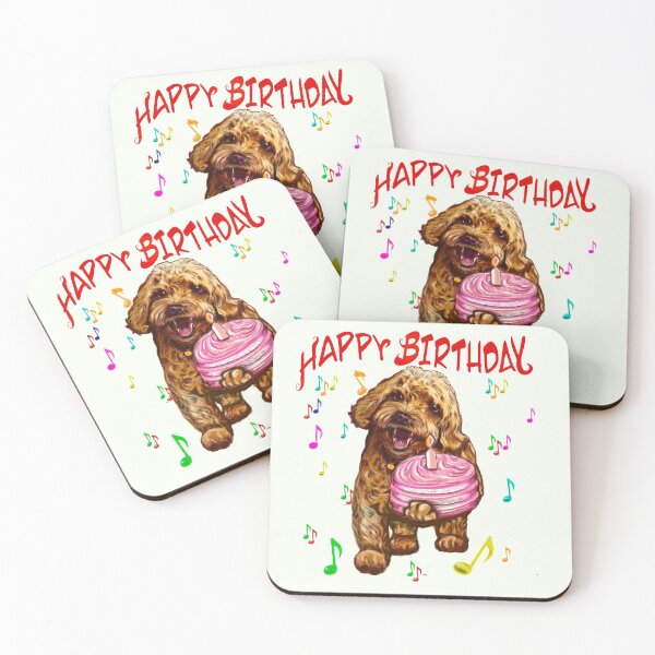 Item preview, Happy birthday greetings, - Cavapoo puppy dog With birthday cake and candle  - cavalier king charles spaniel poodle, puppy love designed and sold by Artonmytee.
