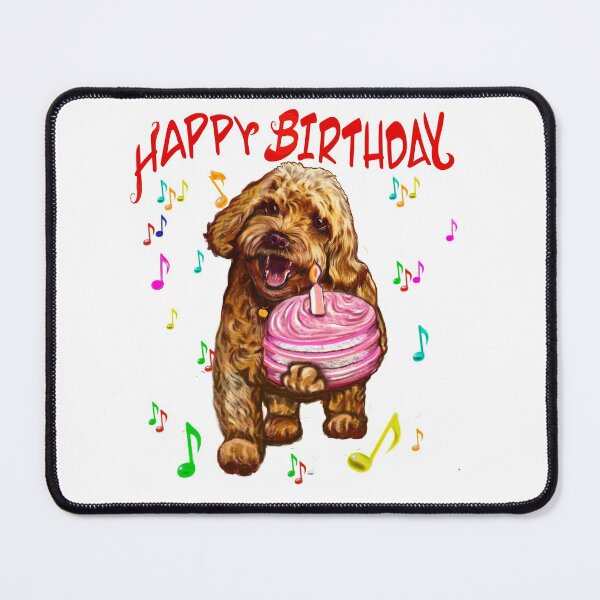 Item preview, Happy birthday greetings, - Cavapoo puppy dog With birthday cake and candle  - cavalier king charles spaniel poodle, puppy love designed and sold by Artonmytee.