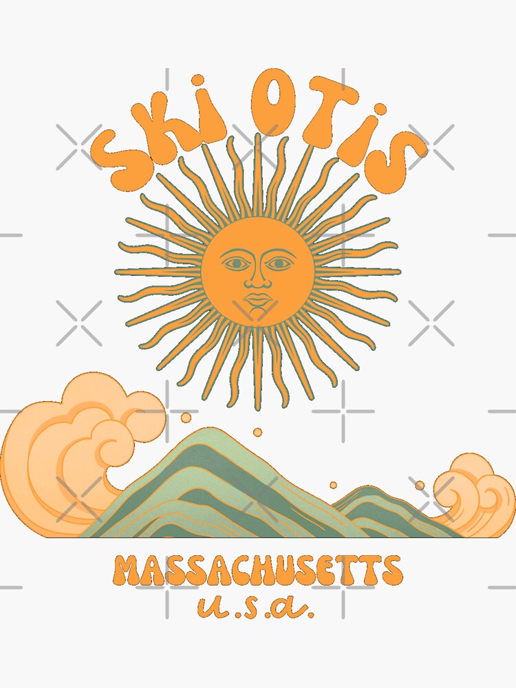 "Retro Sixties Ski Otis, Massachusetts, Orange Text Retro Skiing