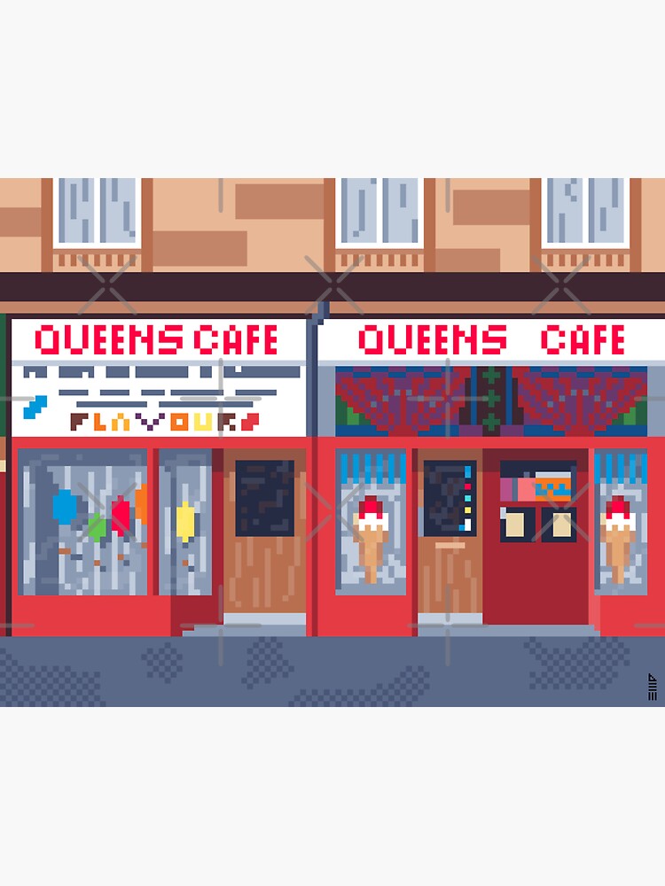 Thumbnail 3 of 3, Sticker, Pixel Queens Cafe designed and sold by TheRandomFactor.