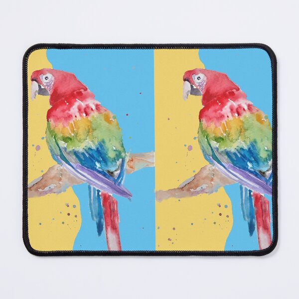 Item preview, Parrot Watercolor Painting Macaw - on blue and yellow designed and sold by Sarah Rajkotwala.