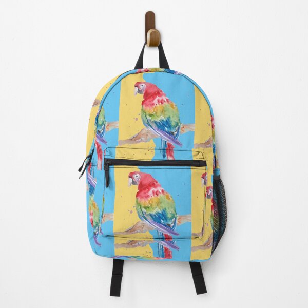 Item preview, Parrot Watercolor Painting Macaw - on blue and yellow designed and sold by Sarah Rajkotwala.