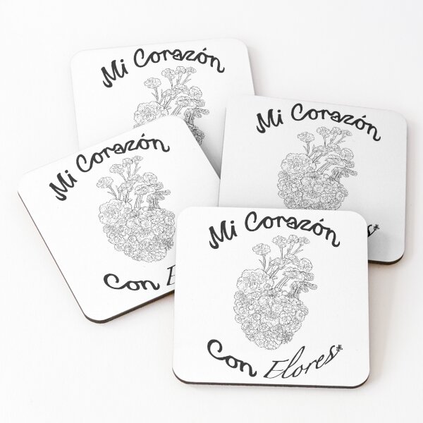 Item preview, Black Line Art of Mi Corazón Con Flores Titled: Complex designed and sold by 2-Floral-Frogs.