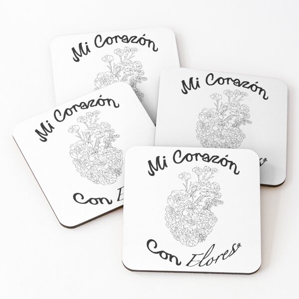 Item preview, Black Line Art of Mi Corazón Con Flores Titled: Simple designed and sold by 2-Floral-Frogs.