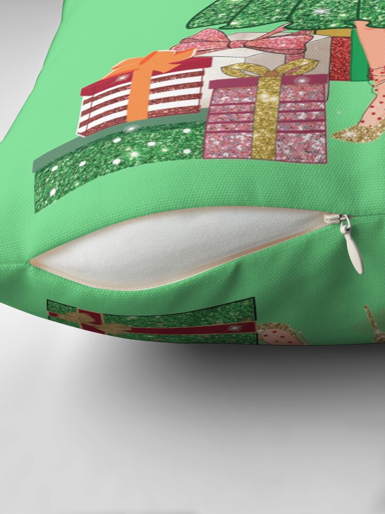 Thumbnail 2 of 4, Pillow, Gigi in Sparkly Christmas Dress™ designed and sold by TeelieTurner.