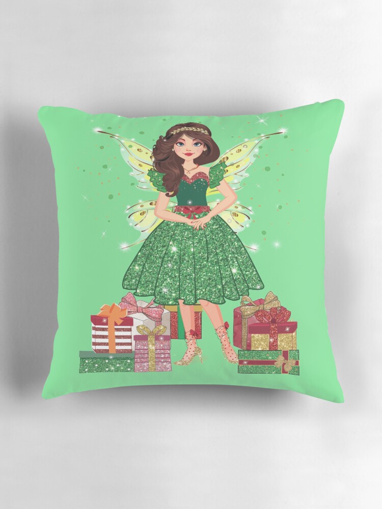 Thumbnail 3 of 4, Pillow, Gigi in Sparkly Christmas Dress™ designed and sold by TeelieTurner.