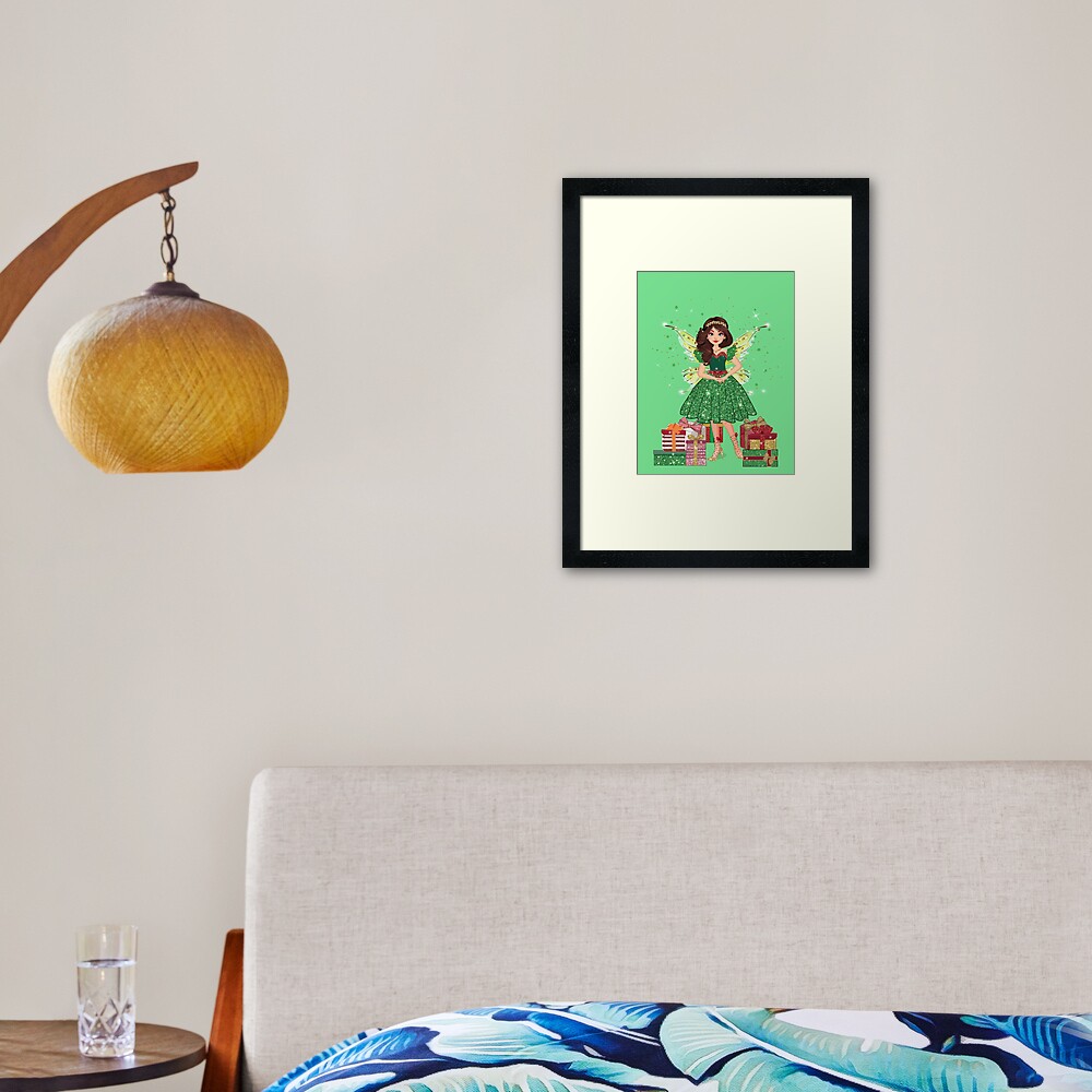 Gigi in Sparkly Christmas Dress™ Framed Art Print