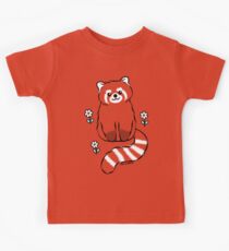 Red Panda with White Flowers Kids Tee