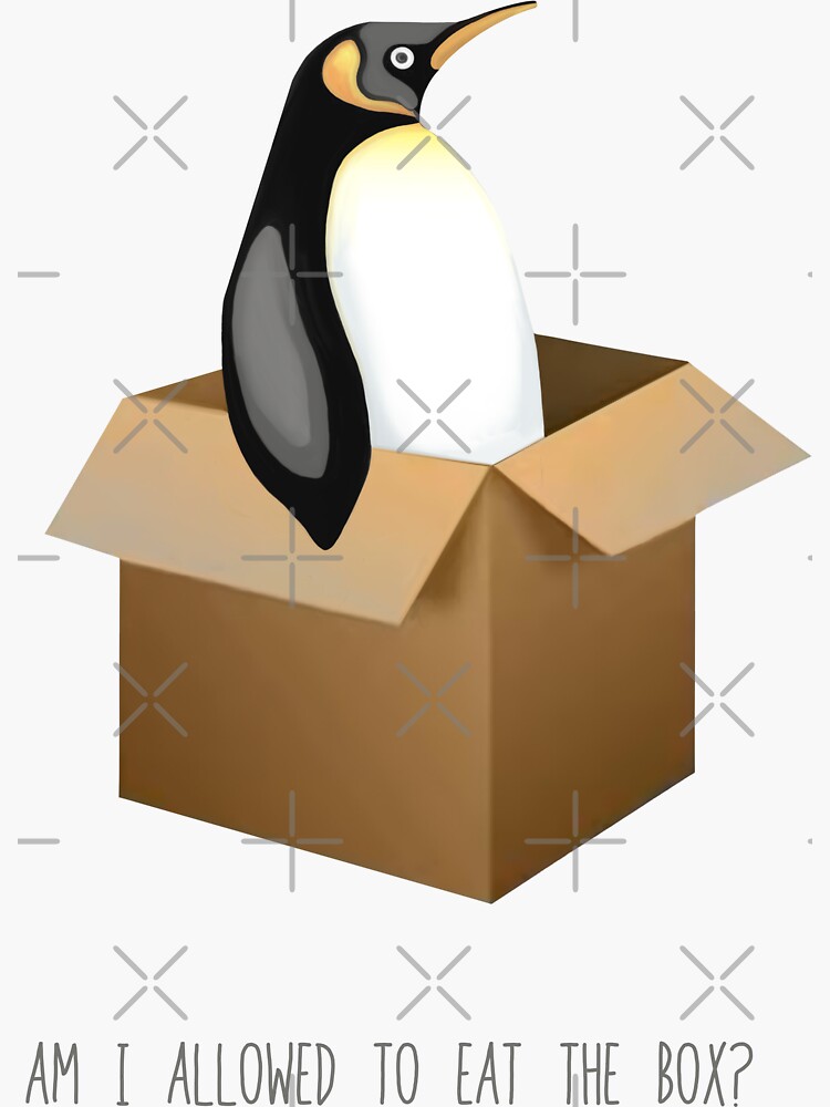 "Am I allowed to eat the box" Sticker for Sale by Tazbandicoot Redbubble
