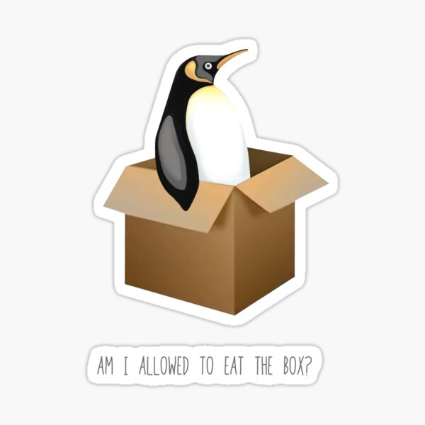 "Am I allowed to eat the box" Sticker for Sale by Tazbandicoot Redbubble