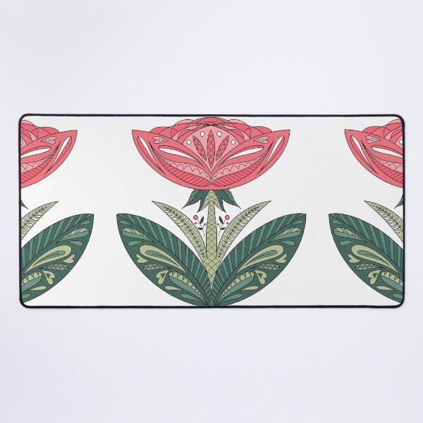 Scandi Folk Art Rose Desk Mat