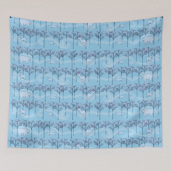 Item preview, Snowy Animals in a Blue Forest-- Pattern designed and sold by MikaylaKB.