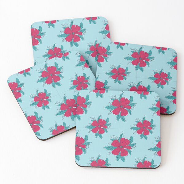 Item preview, Teal and Red Flowers designed and sold by RiadMannan.