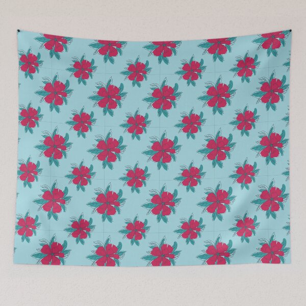 Item preview, Teal and Red Flowers designed and sold by RiadMannan.
