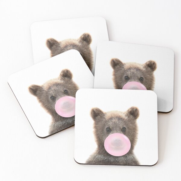 Item preview, Baby Bear Blowing Bubble Gum Pink by Zouzounio Art designed and sold by zouzounioart.