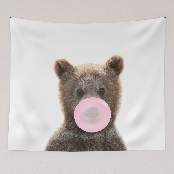 Item preview, Baby Bear Blowing Bubble Gum Pink by Zouzounio Art designed and sold by zouzounioart.