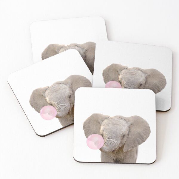 Item preview, Baby Elephant Blowing Bubble Gum Pink by Zouzounio Art designed and sold by zouzounioart.